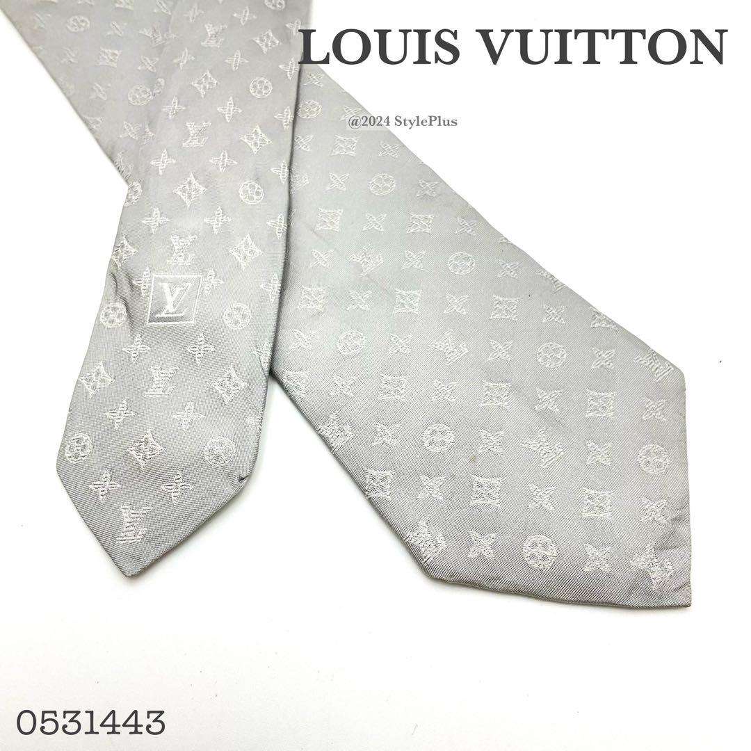 ルイヴィトン LOUIS VUITTON ネクタイ グレー シルク モノグラム