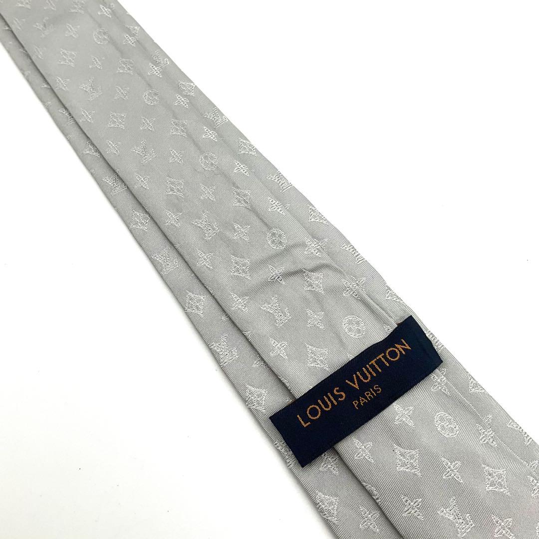 ルイヴィトン LOUIS VUITTON ネクタイ グレー シルク モノグラム