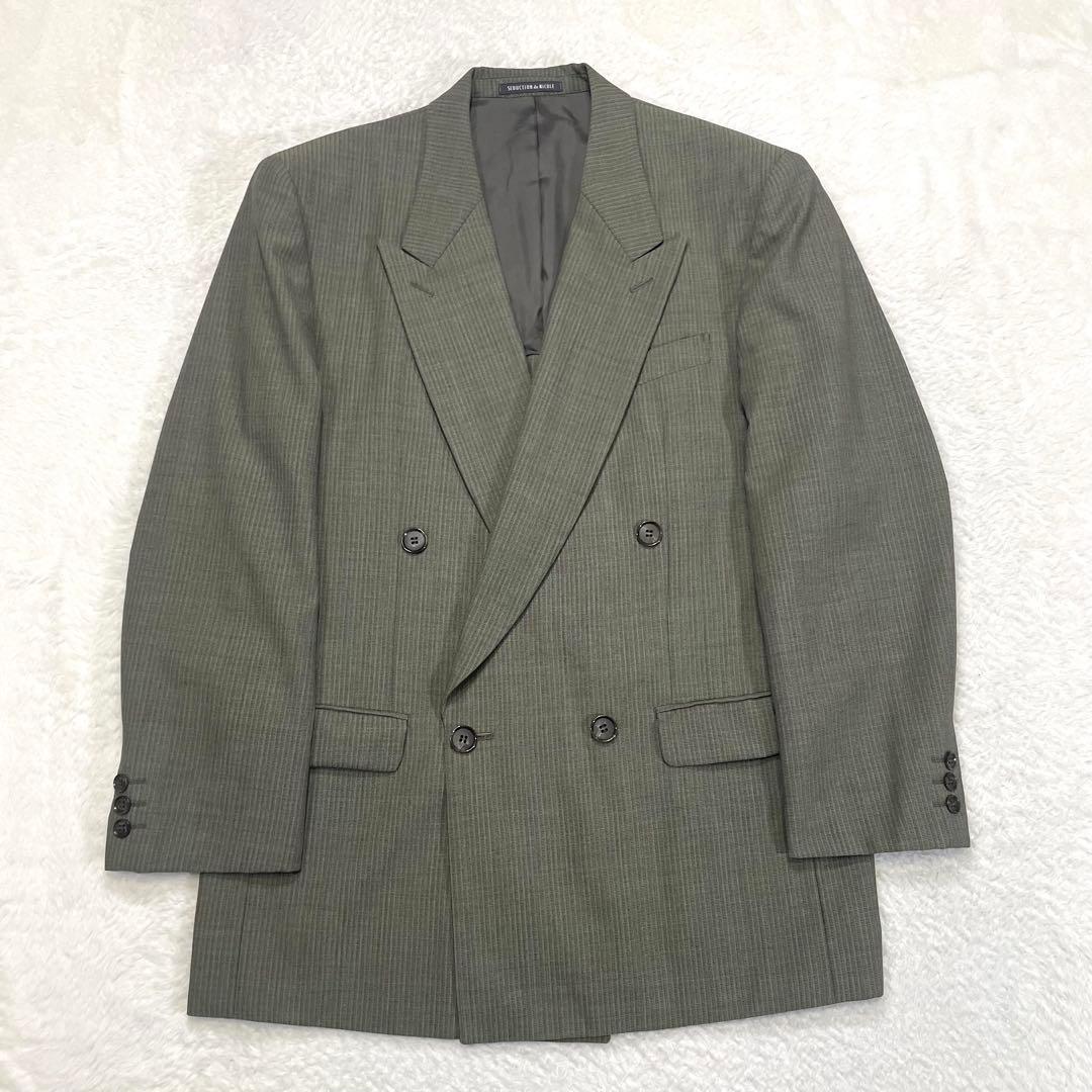 【vintage】セットアップ ダブルスーツ ライトグリーン　カジュアル　カーキ