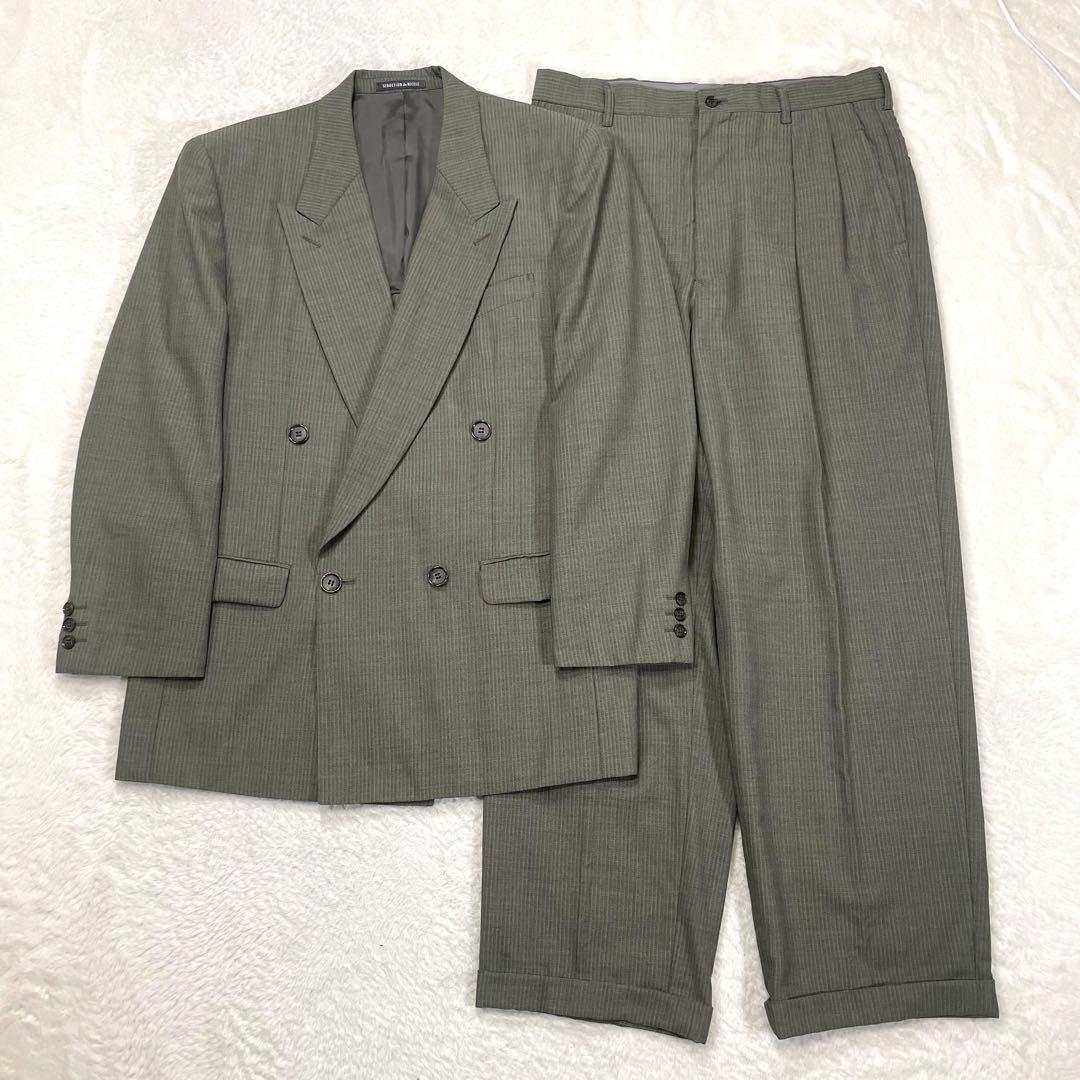 【vintage】セットアップ ダブルスーツ ライトグリーン　カジュアル　カーキ
