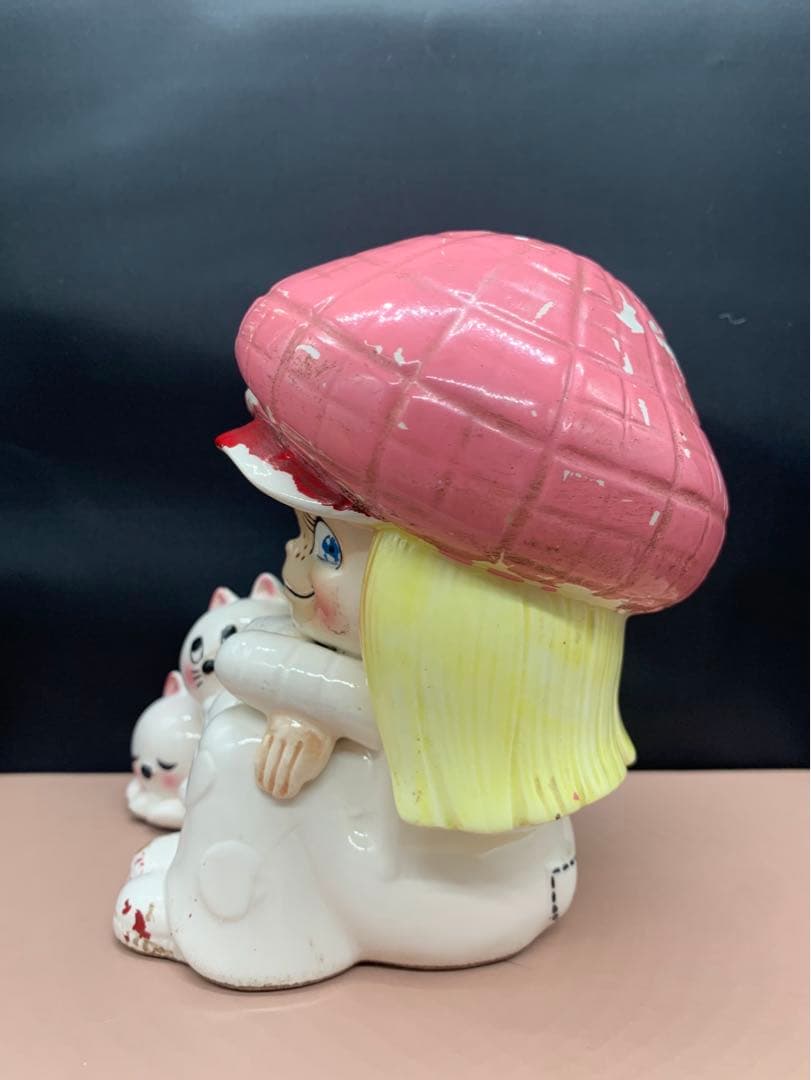 内藤ルネ　JUDY 陶器　貯金箱　ピンクの帽子