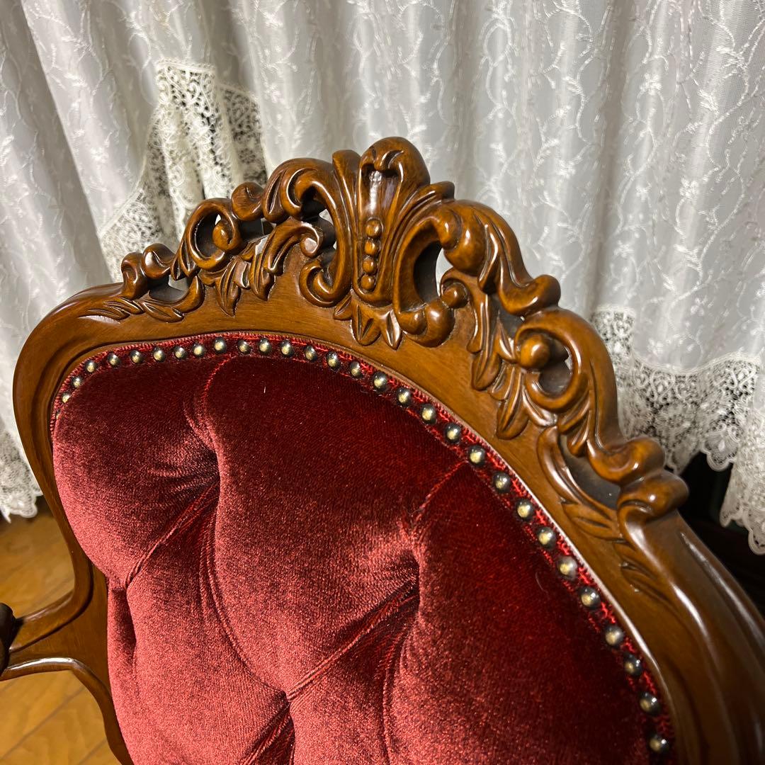 クラシック赤ベルベットダイニングチェア②