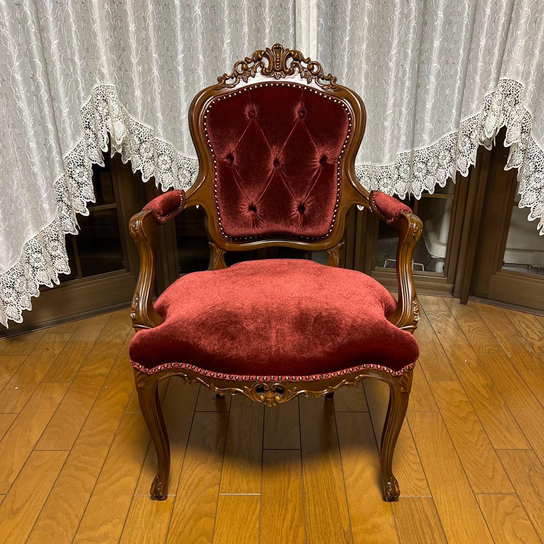 クラシック赤ベルベットダイニングチェア②