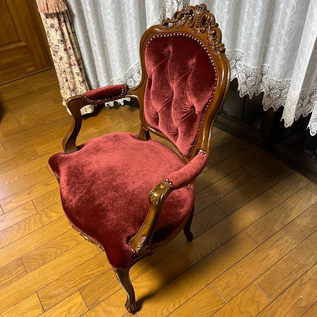 クラシック赤ベルベットダイニングチェア②