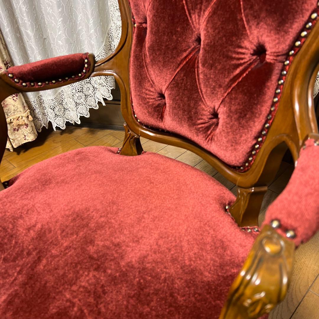 クラシック赤ベルベットダイニングチェア②