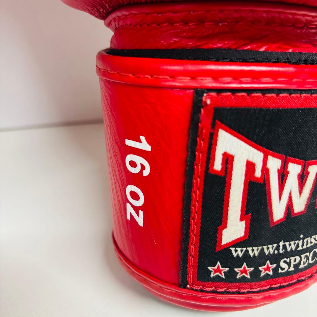 TWINS SPECIAL キックボクシンググローブ 16oz レッド 本革製