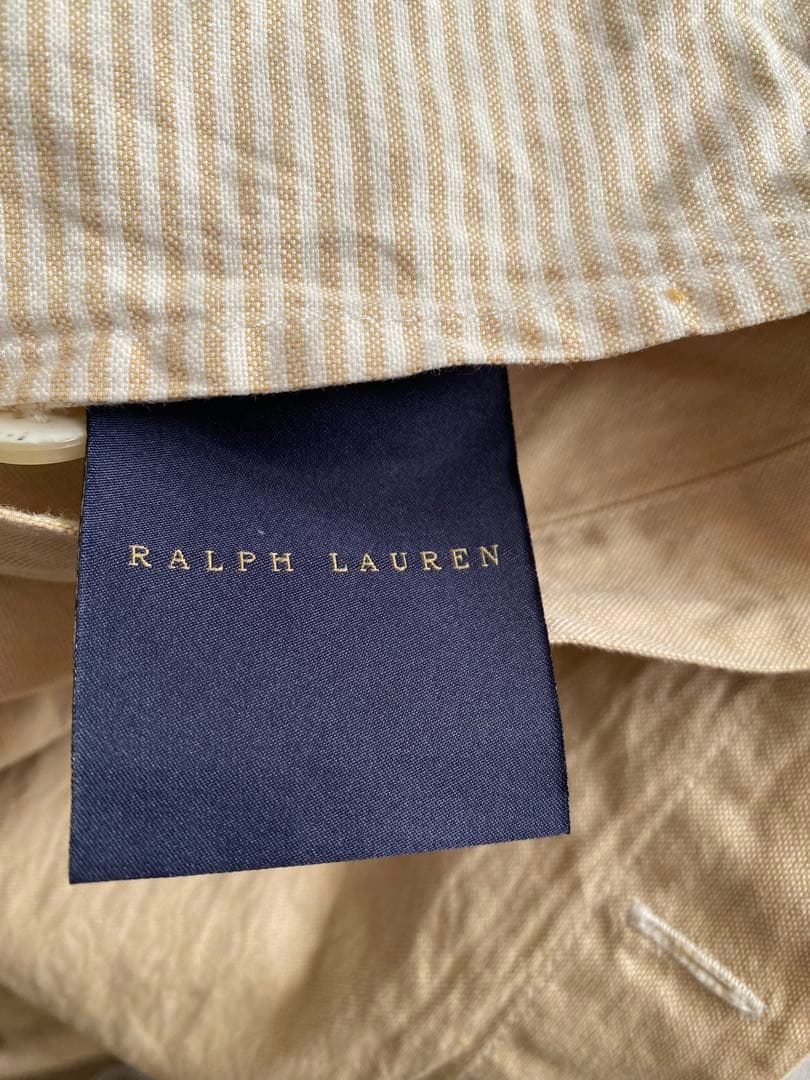 Ralph Lauren ベージュストライプ掛け布団カバーと枕カバーセット