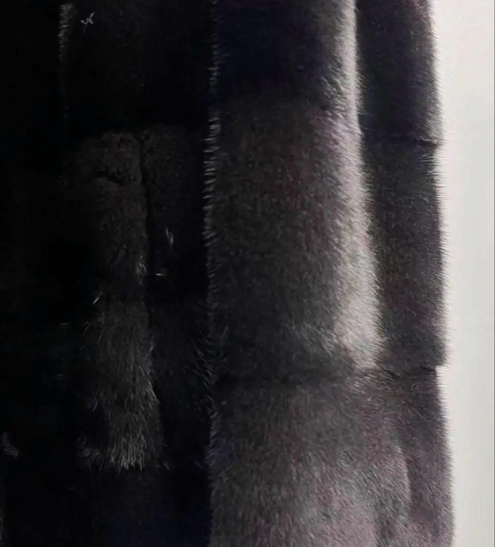 ブラックミンク　フードロングコート