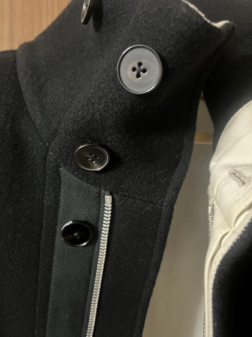 ジルサンダー/JILSANDERレザー切り替えハイネックウールハーフコート