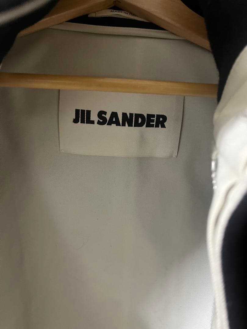 ジルサンダー/JILSANDERレザー切り替えハイネックウールハーフコート