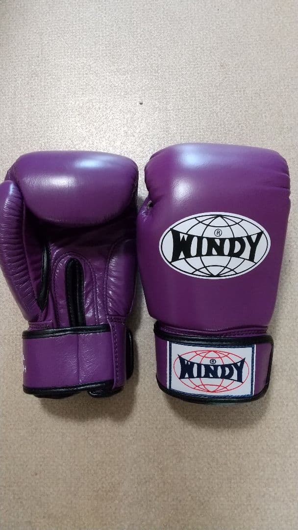 本革製WINDYボクシンググローブ 8oz 紫 キックボクシング