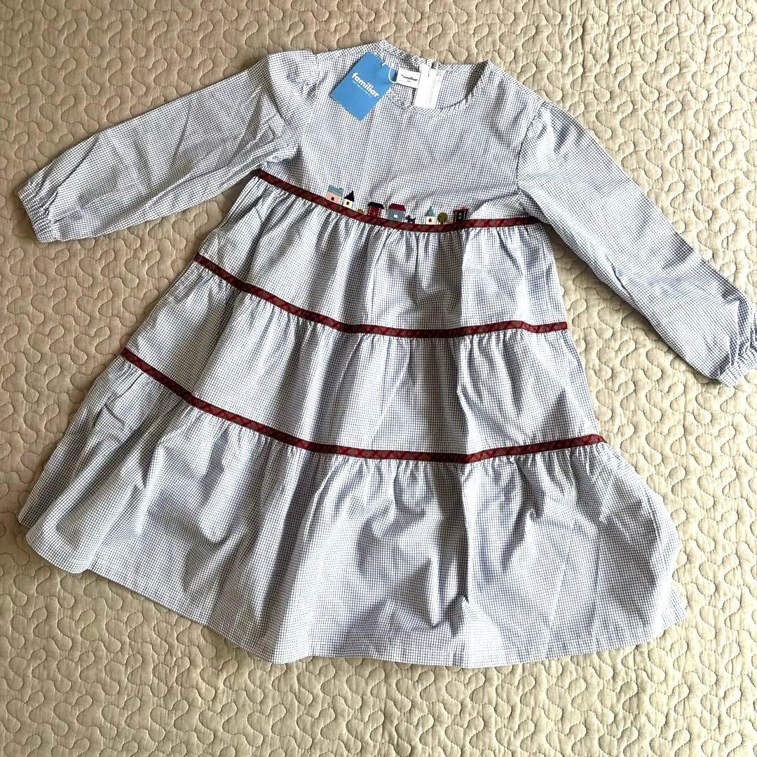 familiar チェック柄ワンピース 120