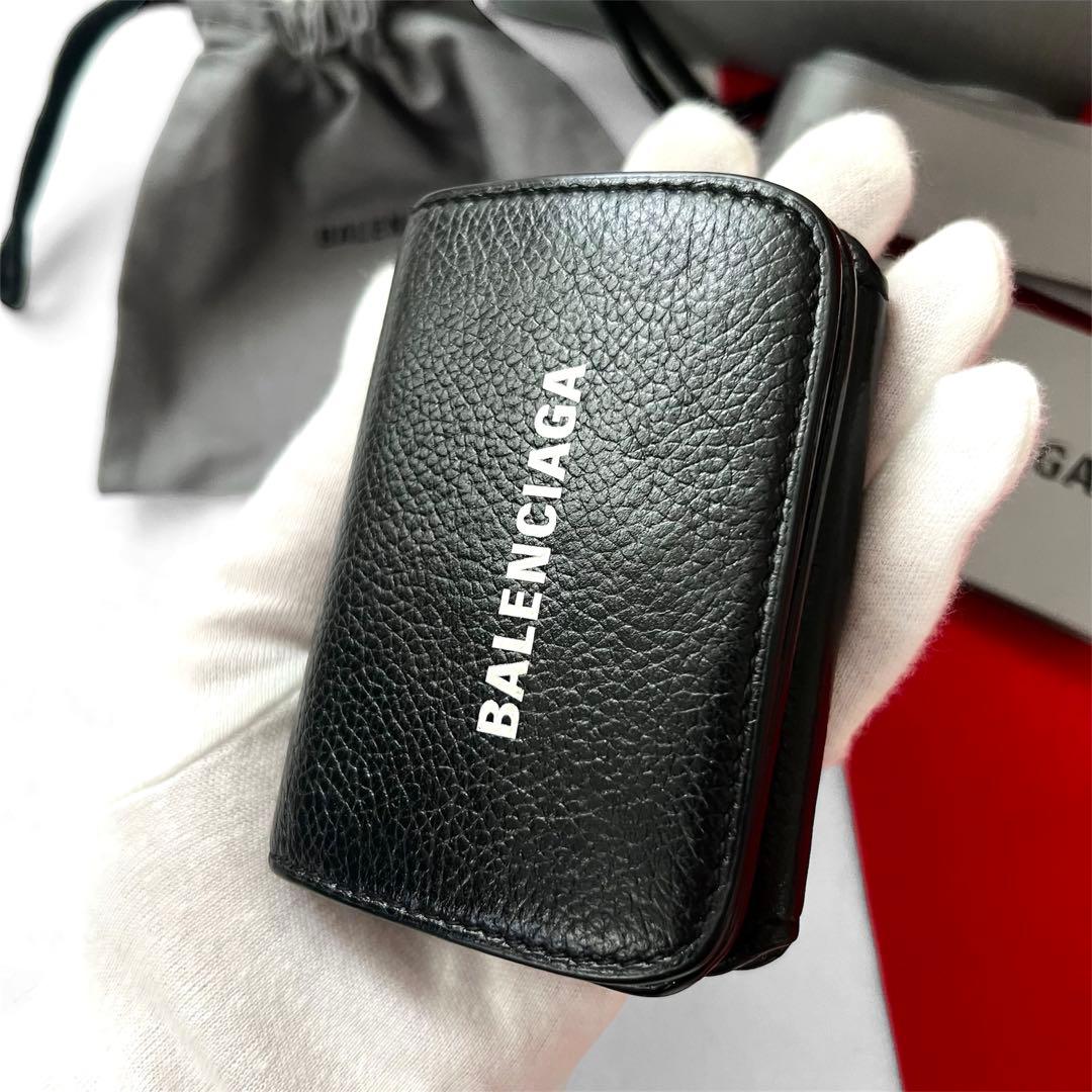 美品✨ BALENCIAGAバレンシアガ三つ折り財布593813黒ブラック