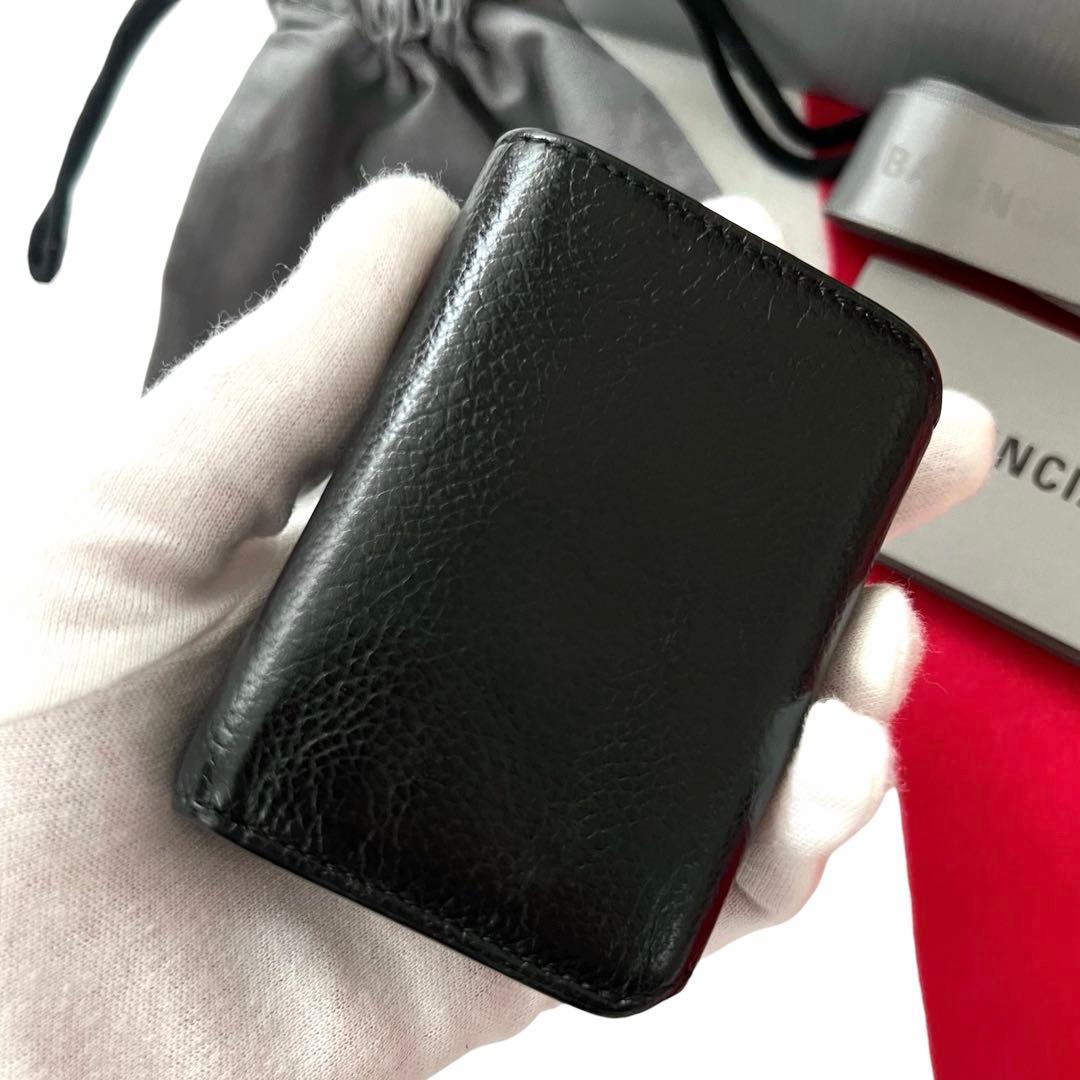 美品✨ BALENCIAGAバレンシアガ三つ折り財布593813黒ブラック