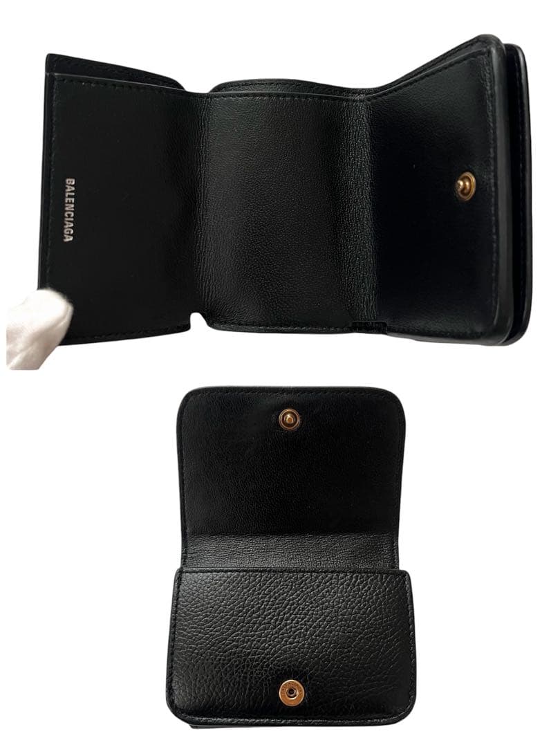 美品✨ BALENCIAGAバレンシアガ三つ折り財布593813黒ブラック