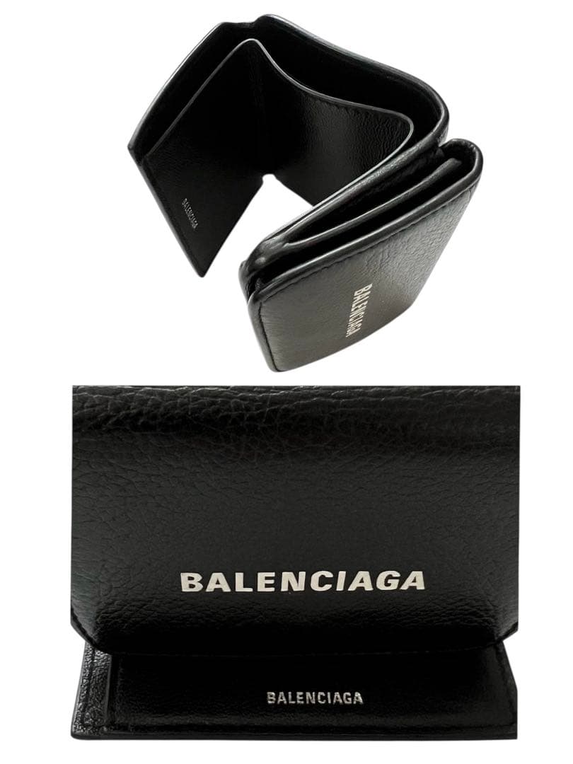 美品✨ BALENCIAGAバレンシアガ三つ折り財布593813黒ブラック