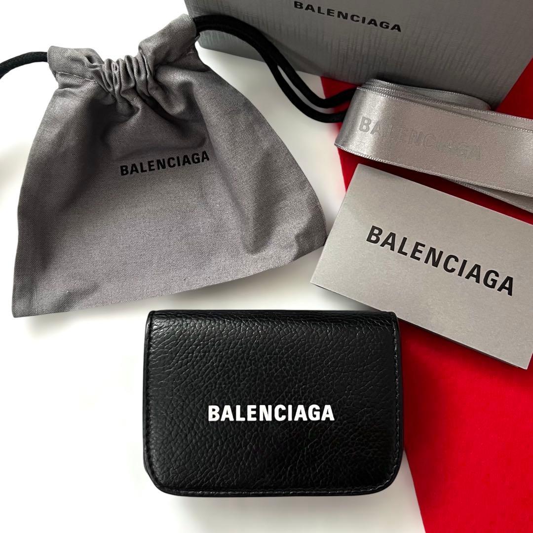 美品✨ BALENCIAGAバレンシアガ三つ折り財布593813黒ブラック