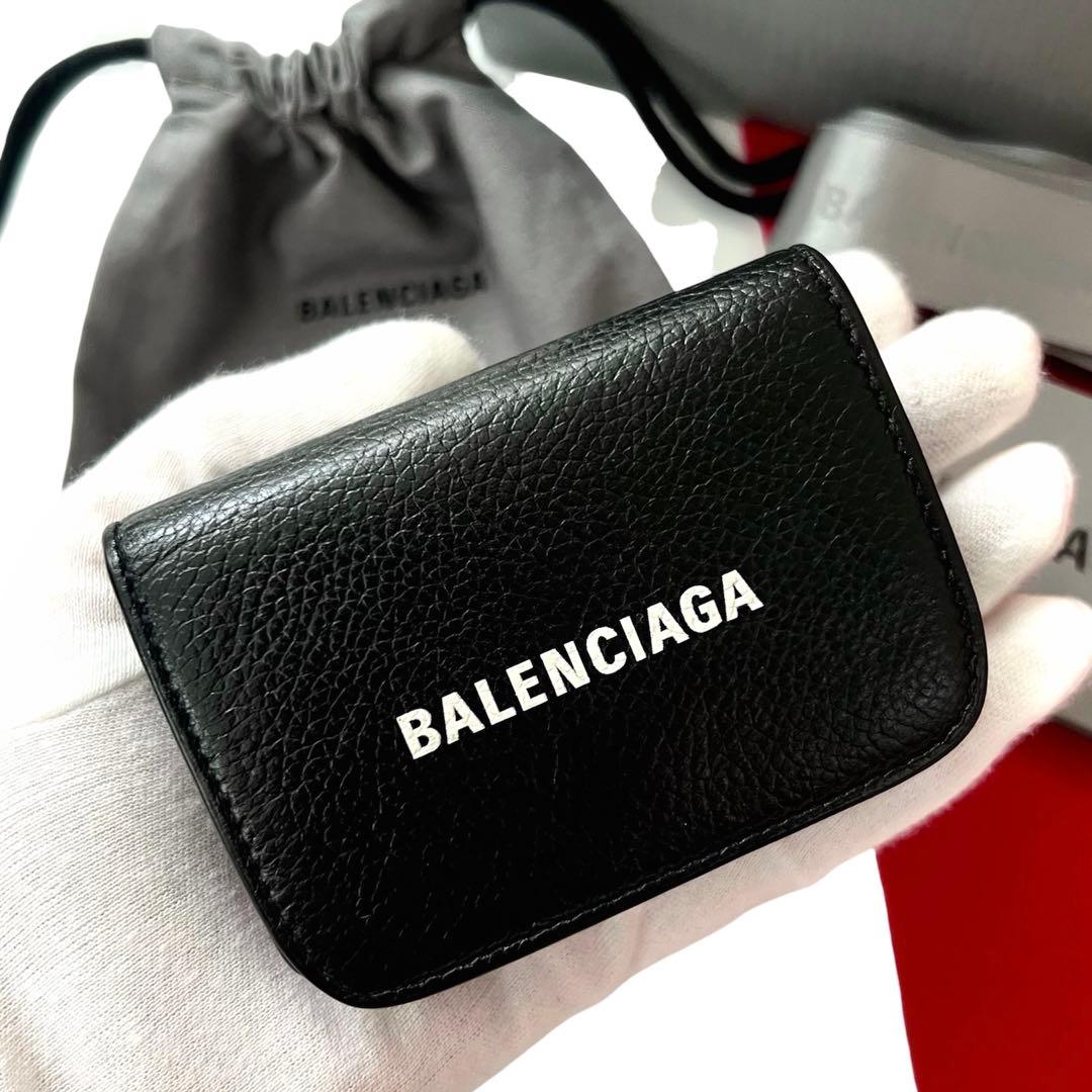 美品✨ BALENCIAGAバレンシアガ三つ折り財布593813黒ブラック