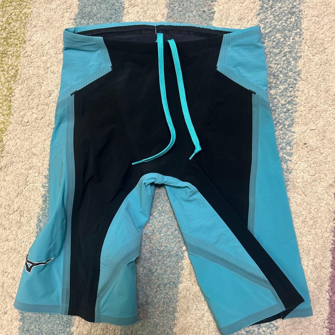 美品⭐︎ミズノ　競泳用水着 青/黒 ドローコード付き　Ｍ①