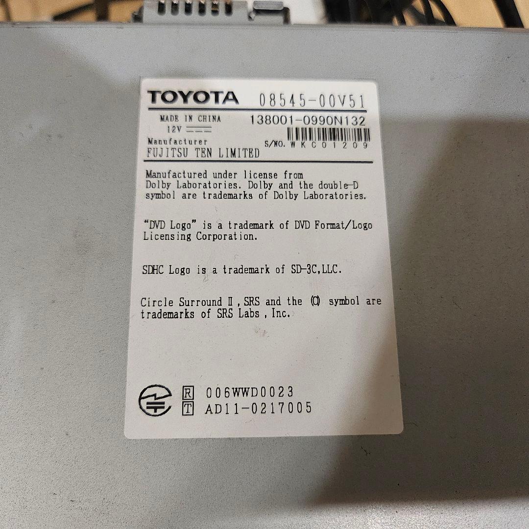 トヨタ 純正SDナビ NSZT-W62G 2018年 Blutooth DVD