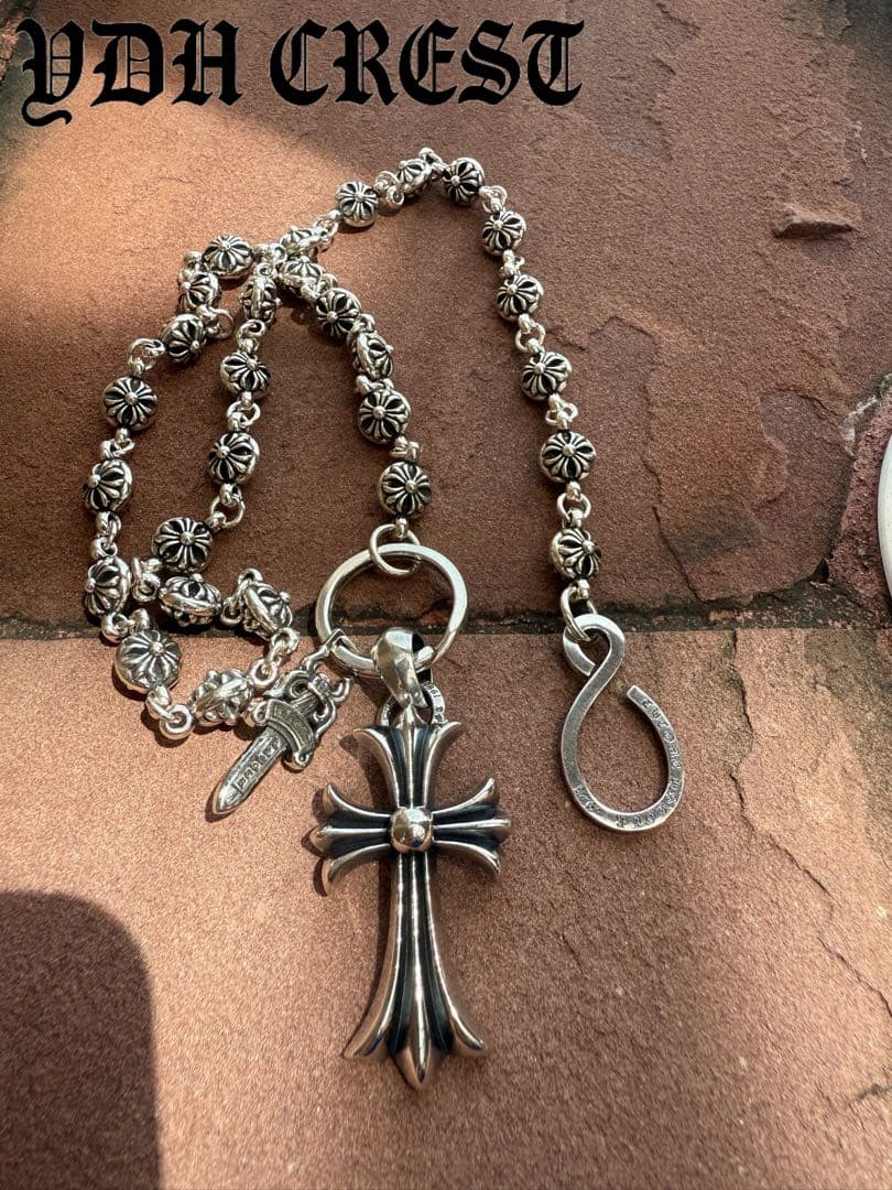 新入荷　バイカー必須　フラワークロスウォレットチェーン　刻印有り　MLCN05