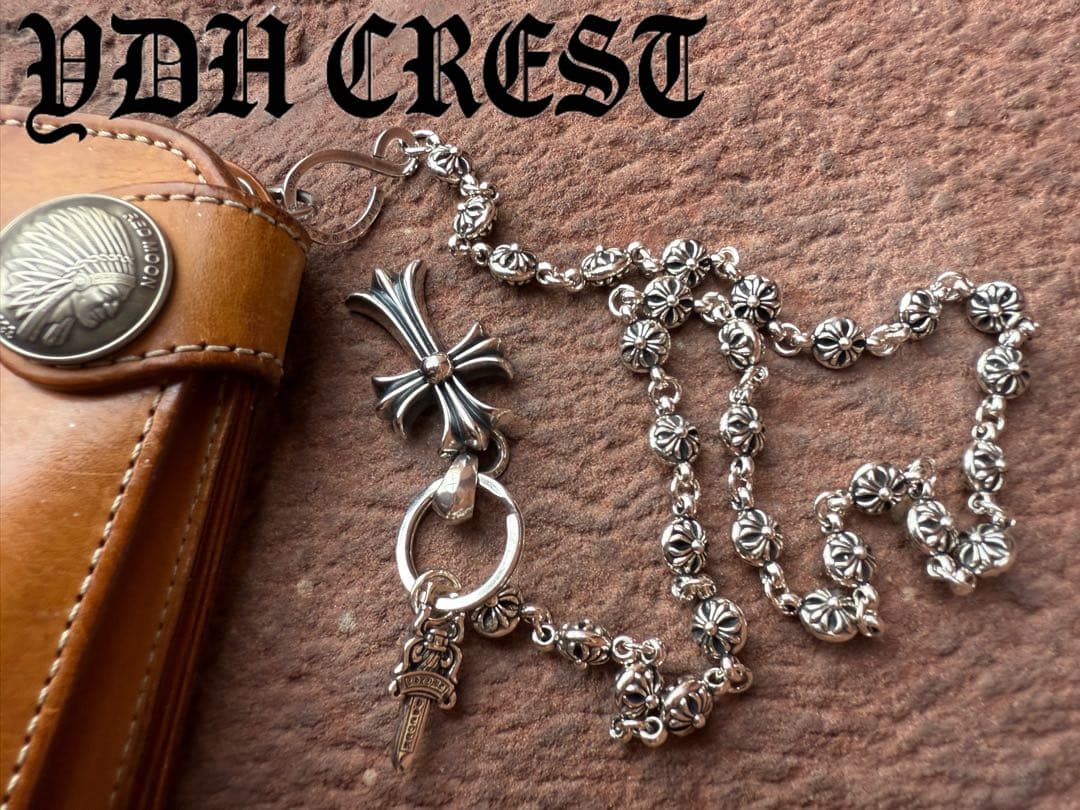 新入荷　バイカー必須　フラワークロスウォレットチェーン　刻印有り　MLCN05