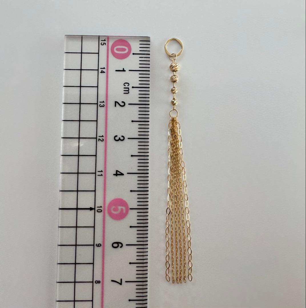 K18YGグリッタービーズ・フリンジチャーム