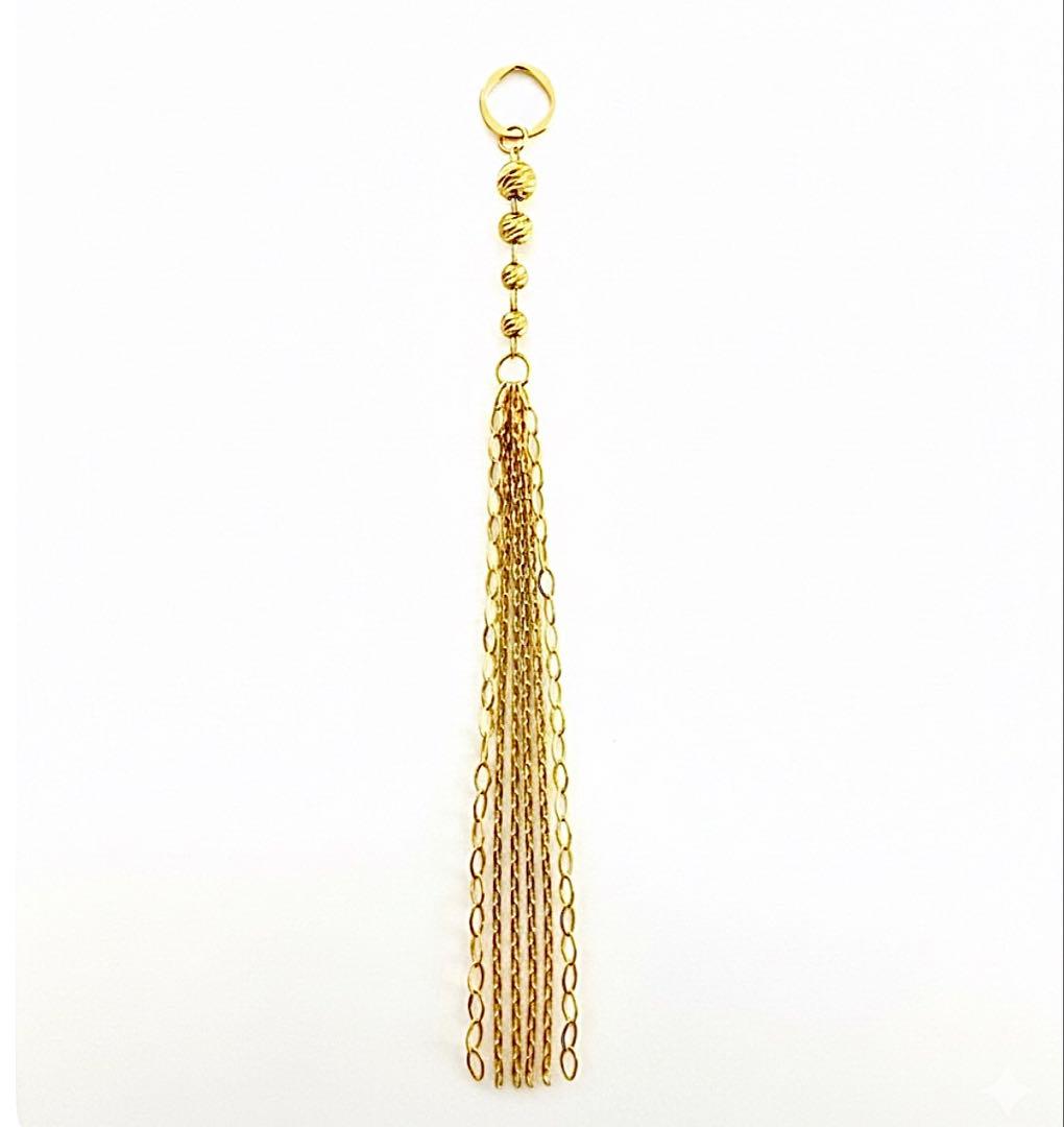 K18YGグリッタービーズ・フリンジチャーム