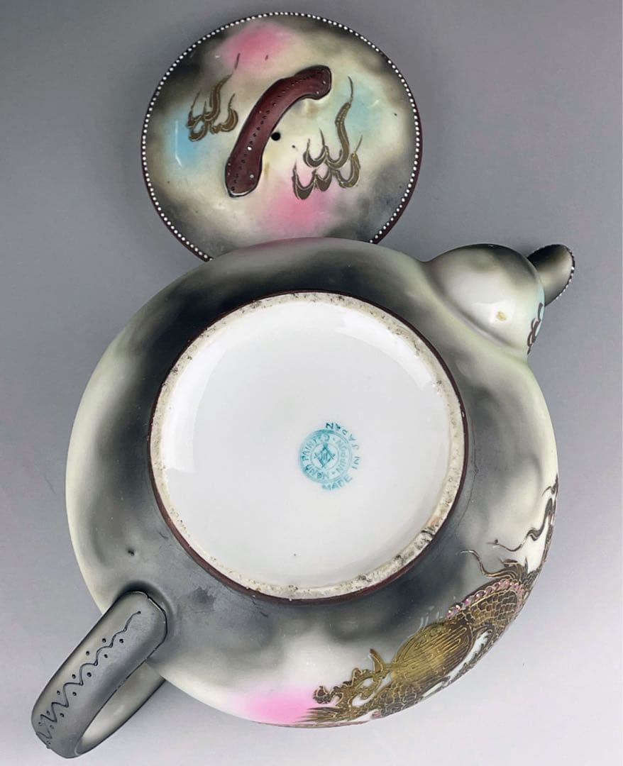 オールドニッポン 龍紋 ティーポット ドラゴン ぼかし ジュエル エナメル