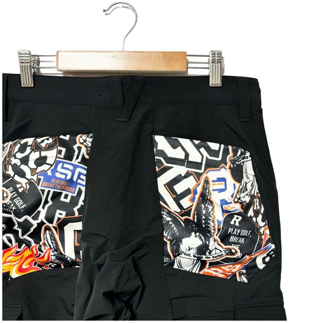 新品 ラッセルノ ゴルフ カーゴ ロングパンツ ブラック カーゴパンツ L 5