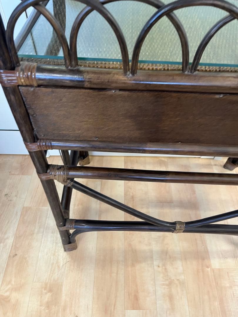 ヴィンテージ レトロ ラタン ミラー付きドレッサー アーチ型ドレッサー・鏡台