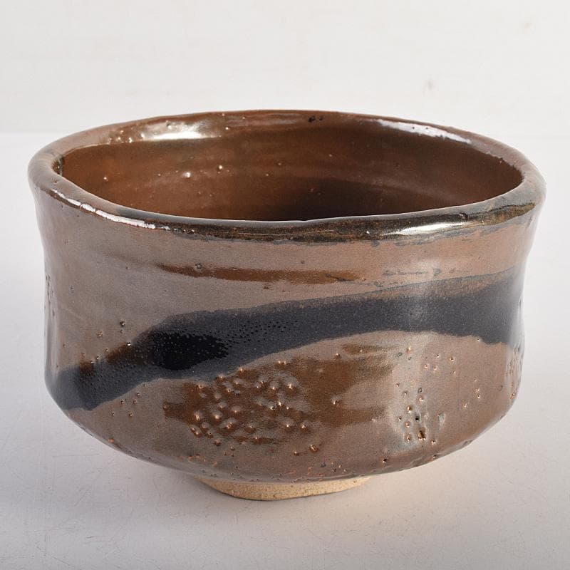 Mikan 　濱田庄司作　鉄釉　茶碗　仕覆付　共布共箱　V　R8790
