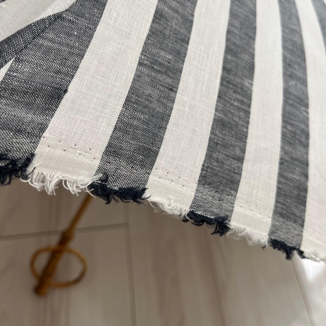 SUR MER 日傘　リネンリゾートストライプ　ブラック　長傘