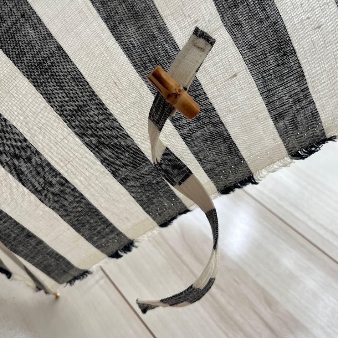 SUR MER 日傘　リネンリゾートストライプ　ブラック　長傘