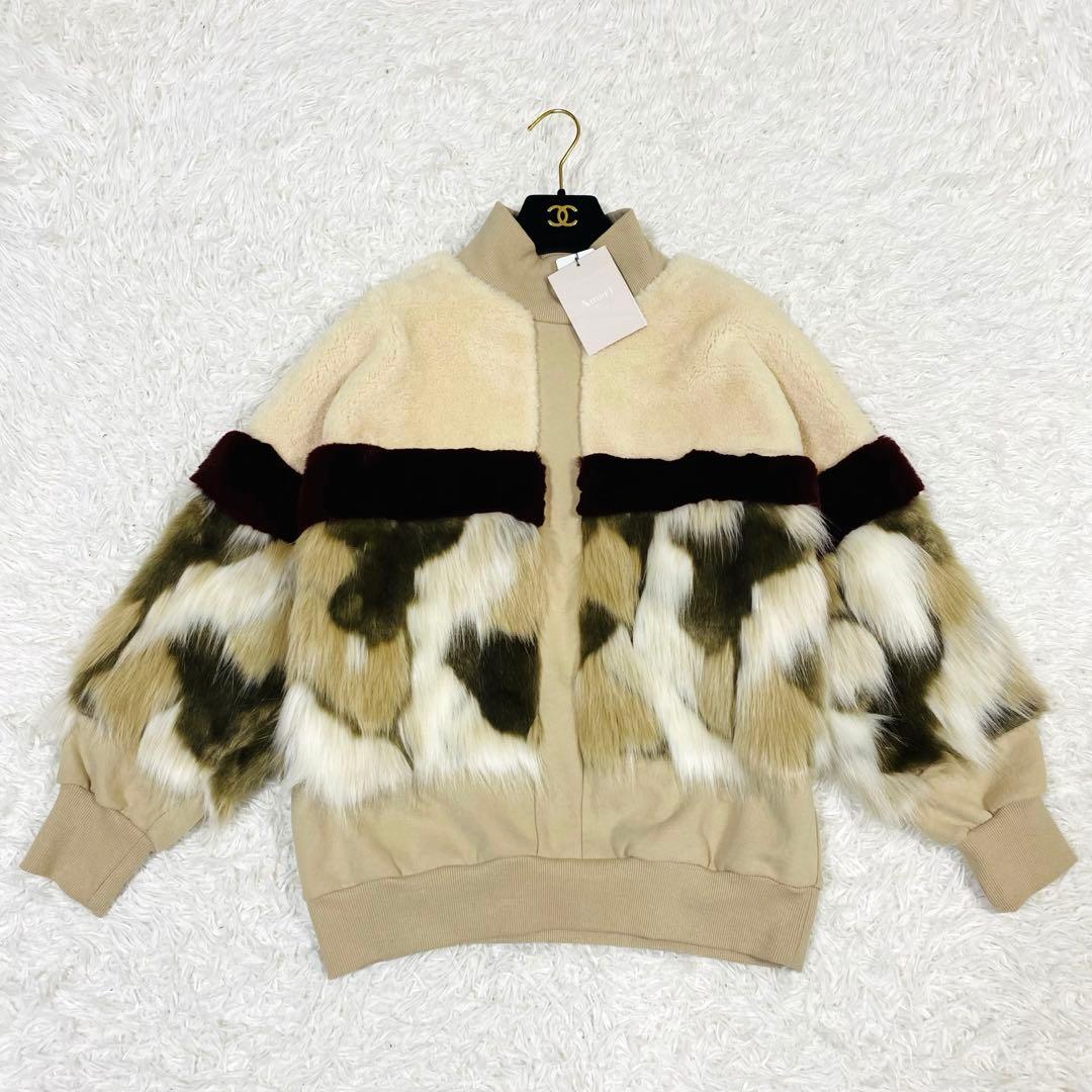 未使用タグ付✨Ameri FUR COLOR BLOCK SWEATトレーナー