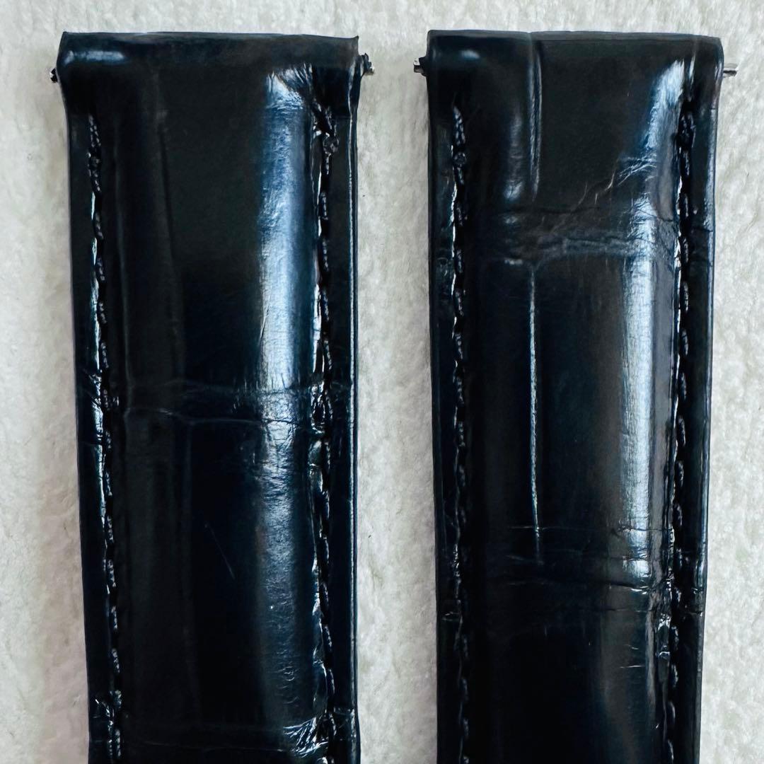 2804#19mm-18mmブラック★本物クロコダイルレザーベルト★スイス製