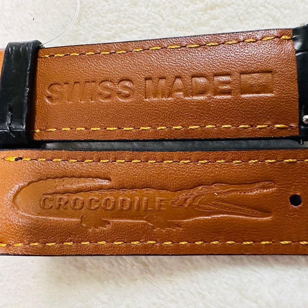 2804#19mm-18mmブラック★本物クロコダイルレザーベルト★スイス製