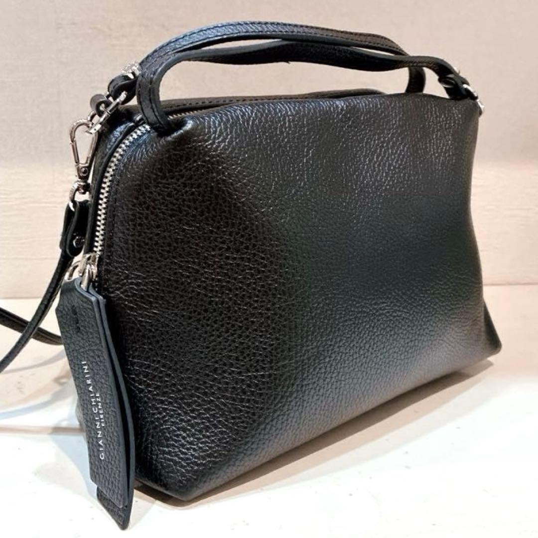 【美品】GIANNI CHIARINI アリファ 2WAY レザーバッグ M 黒