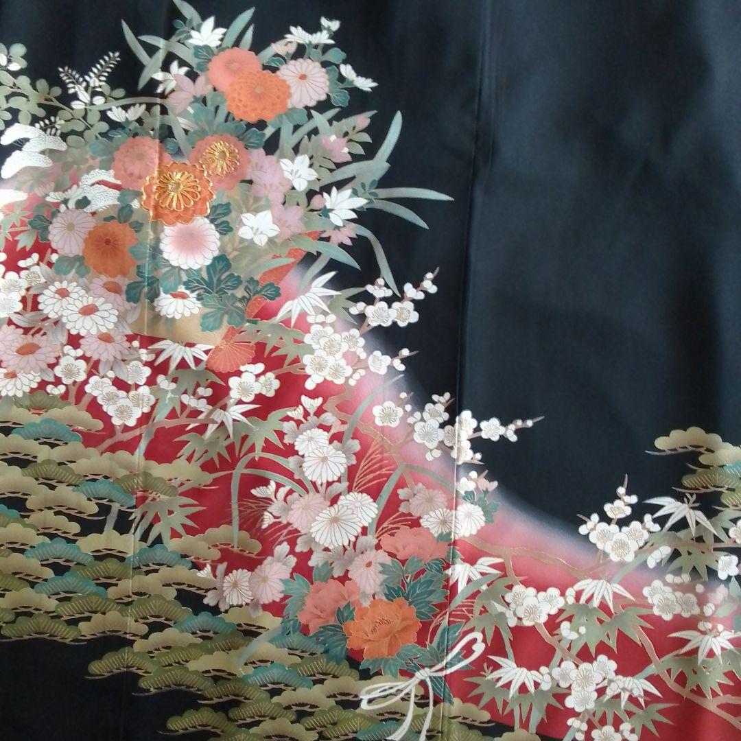 着物リメイクワンピース 留袖ドレス松と花