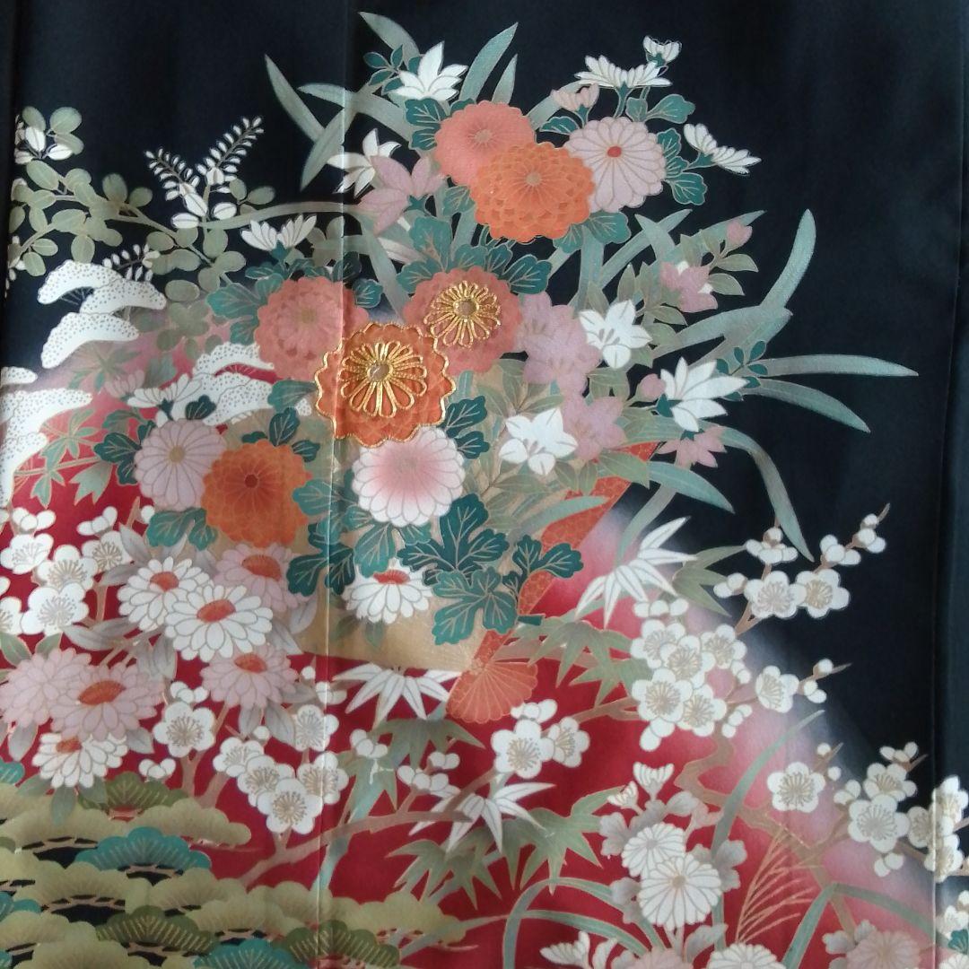 着物リメイクワンピース 留袖ドレス松と花