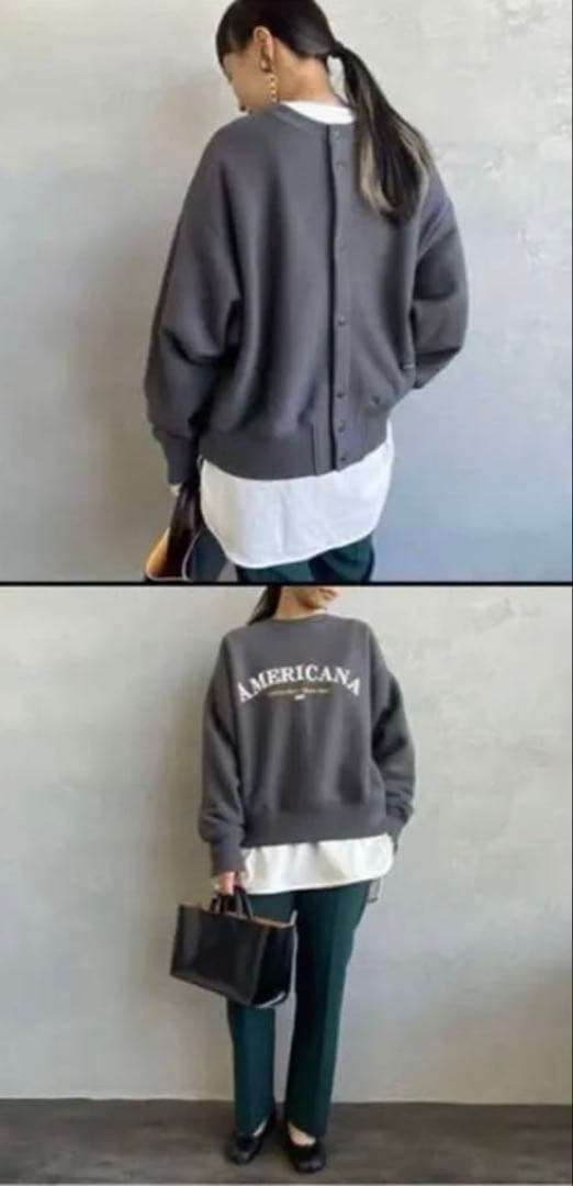 Americana アメリカーナ 別注カレッジ風口ゴ前後2WAYスウェット