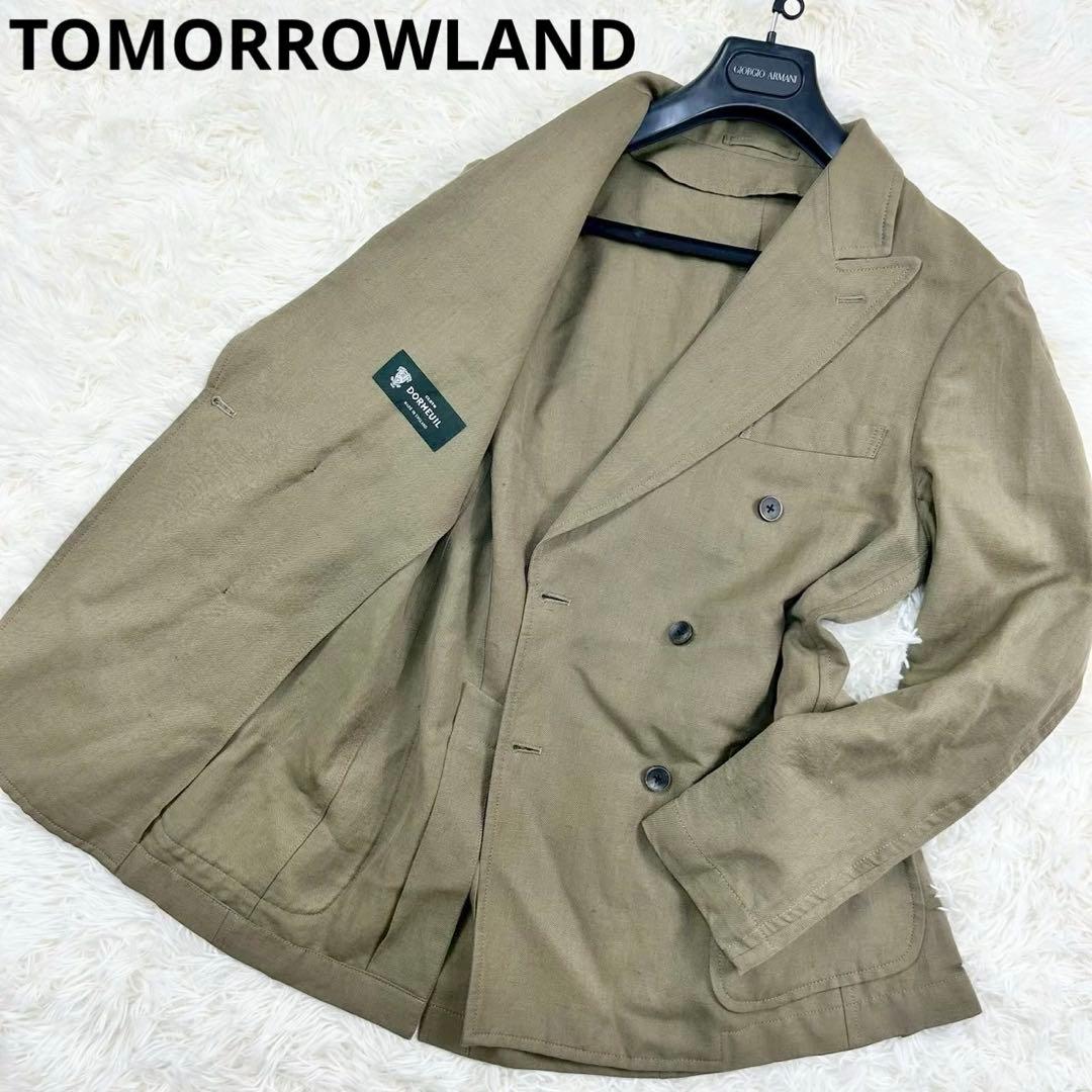 美品　トゥモローランド　ピルグリム　ダブルジャケット　リネンウール　カーキ　48
