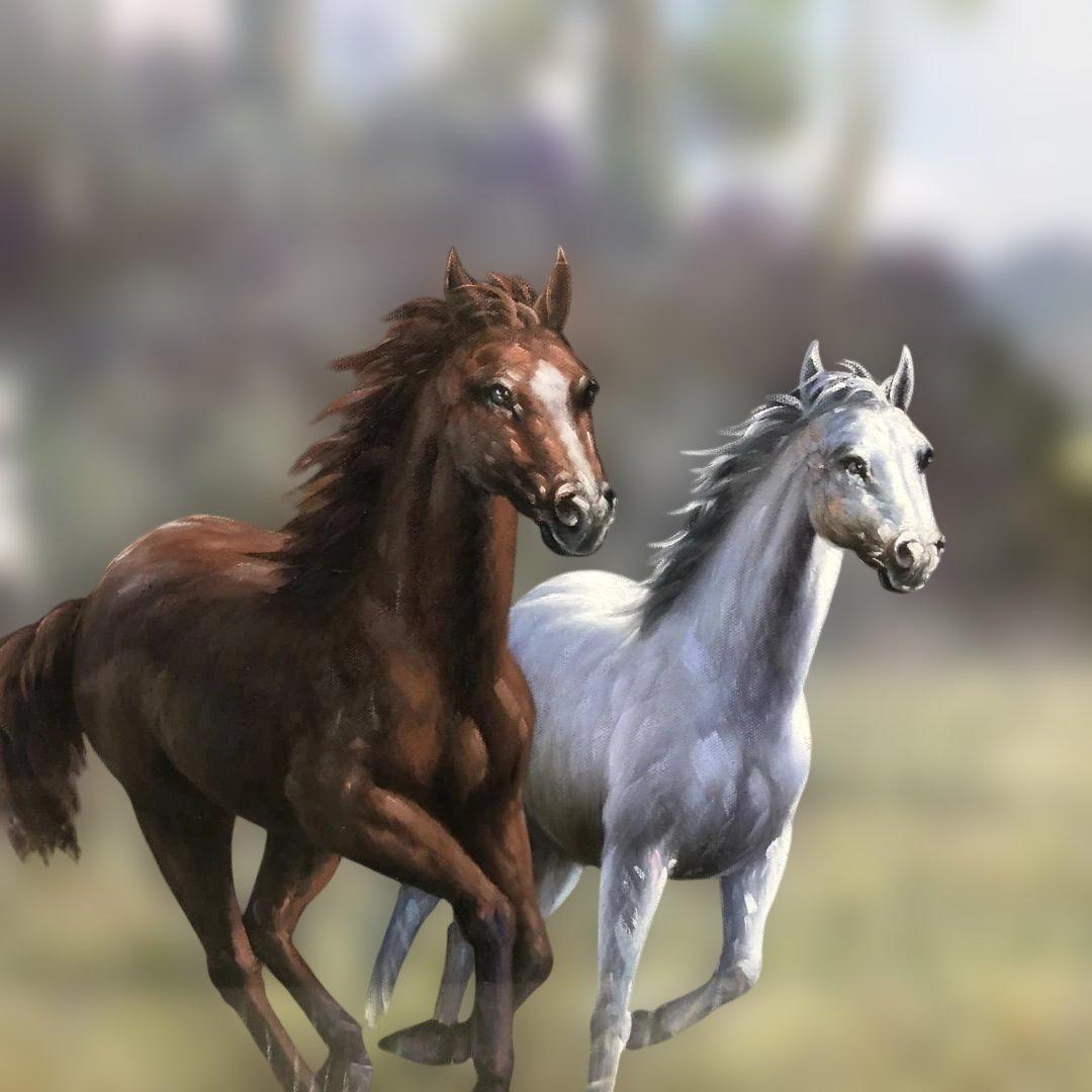 送料無料 絵画 千葉弘道 駿馬 馬 アート 風景画 F20号 88297