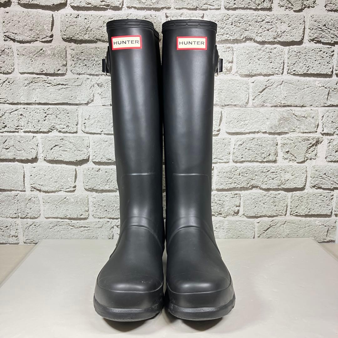 【試着程度】HUNTER レインブーツ 黒 ロング ラバー メンズ UK7
