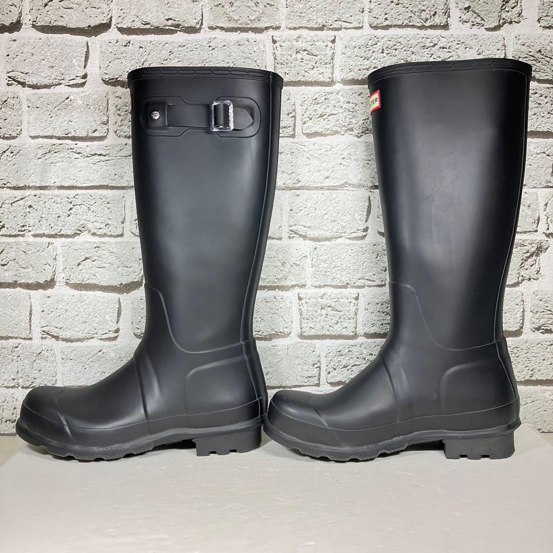 【試着程度】HUNTER レインブーツ 黒 ロング ラバー メンズ UK7