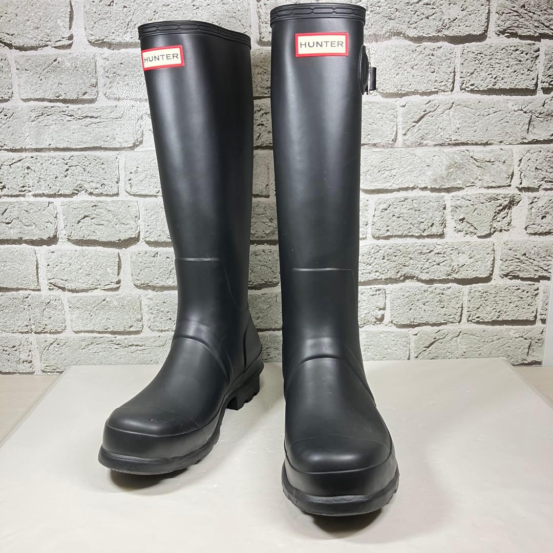 【試着程度】HUNTER レインブーツ 黒 ロング ラバー メンズ UK7