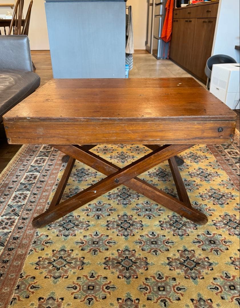 タイ・チェンマイ ヴィンテージ　ローテーブル(折りたたみ式)