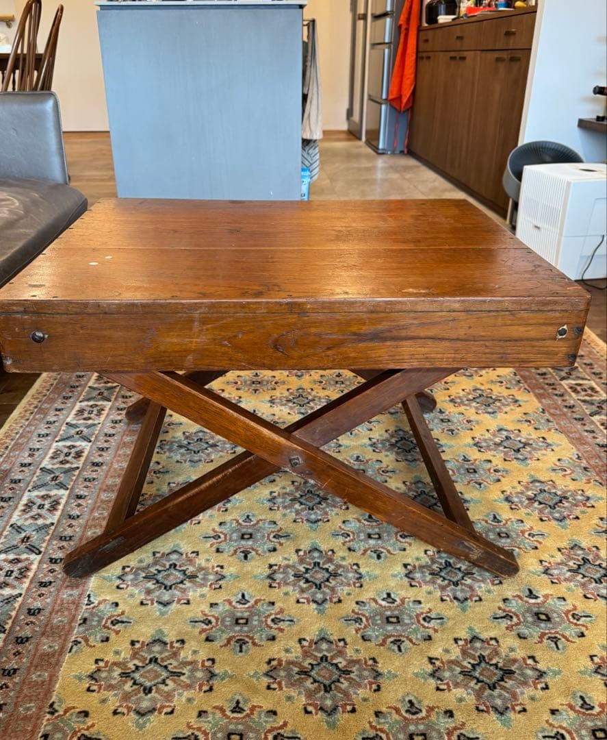 タイ・チェンマイ ヴィンテージ　ローテーブル(折りたたみ式)