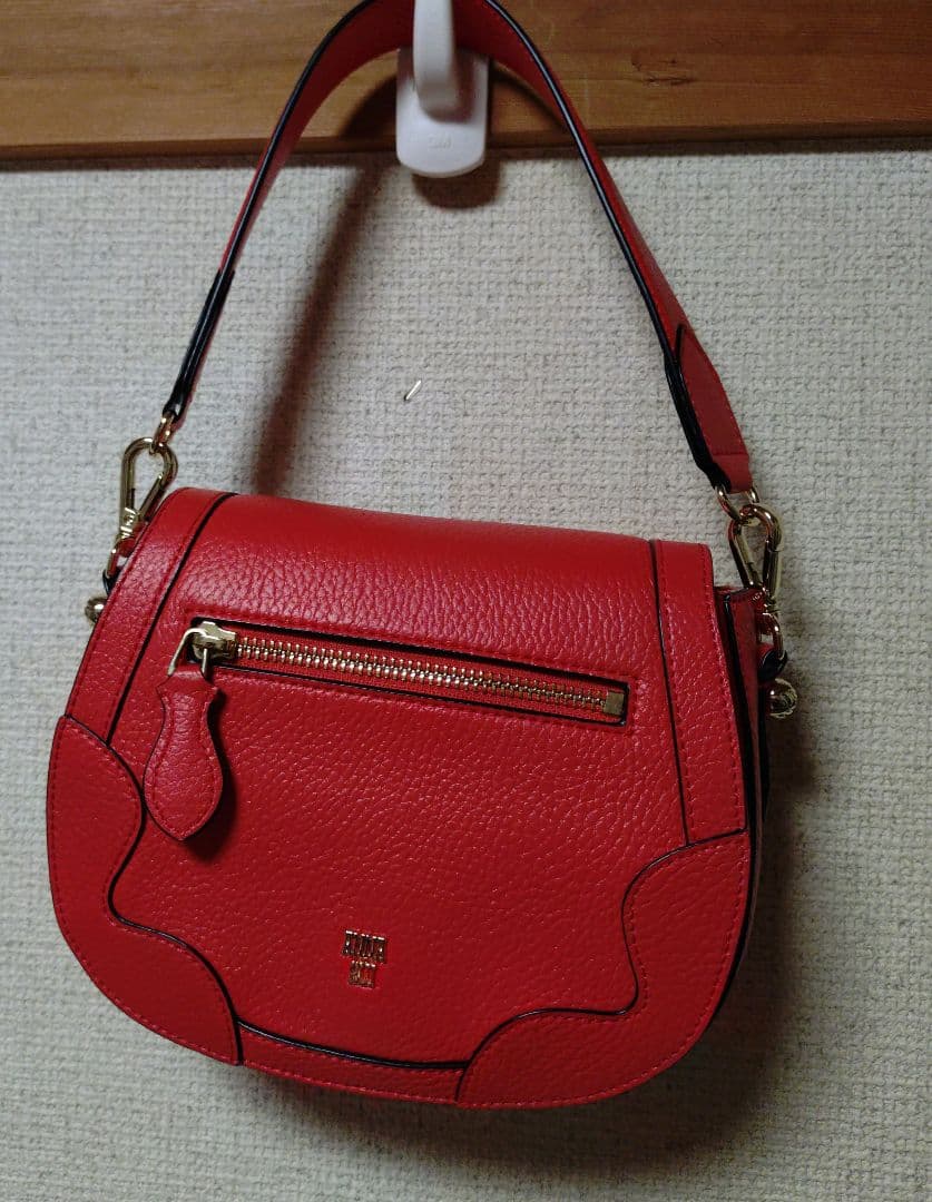 ANNA SUI 赤 レザー ショルダーバッグ ハンドバッグ