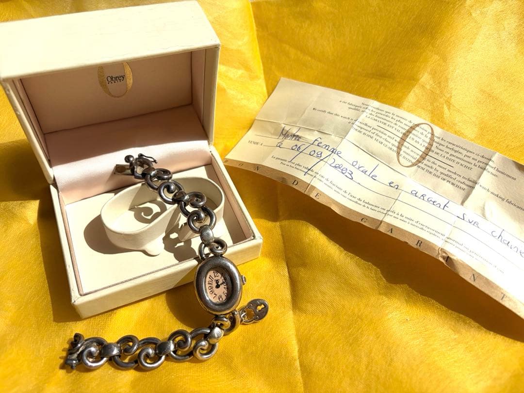 稼働品Obrey オブレイ シルバー ハンドメイド 腕時計 ギャランティ有